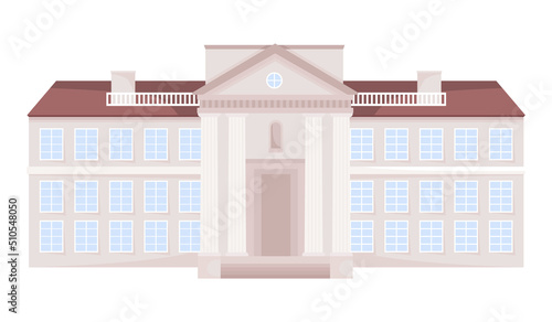 Classic municipal building semi flat color vector object. Editable figure. Full sized item on white. Architecture simple cartoon style illustration for web graphic design and animation