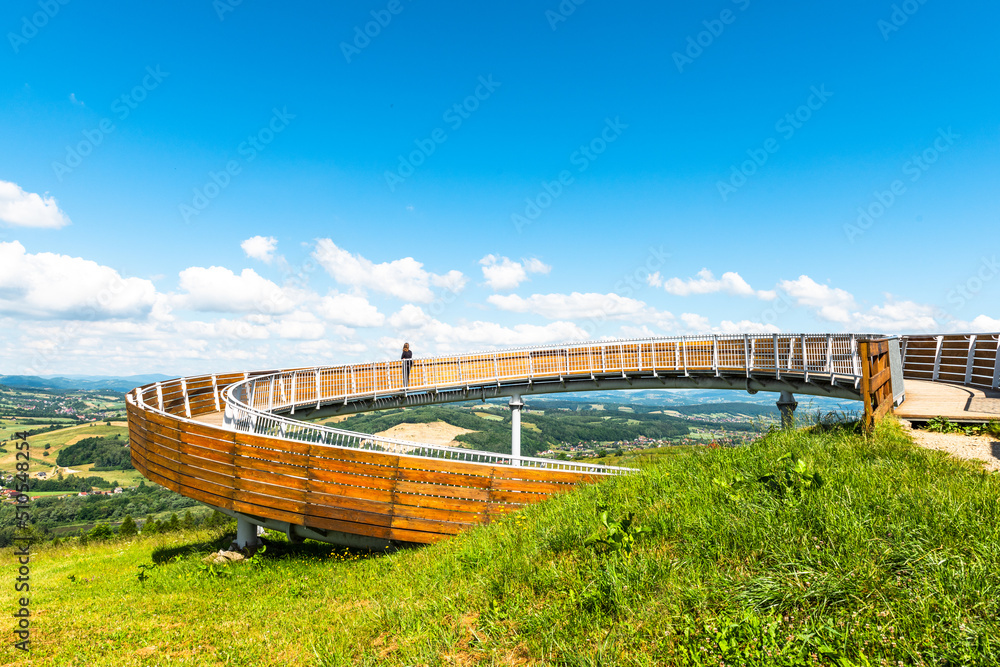 Lookout Tower in Barcice,Poland. Poprad Park Landscape and Beskidy Mountains Lookout Tower in Barcice,Poland. Poprad Park Landscape and Beskidy Mountains