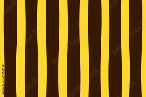 Bumble bee stripe seamless vector pattern. Organic dark brown and yellow lines, striped design. Simple, repeating background surface texture. Abstract bee print.