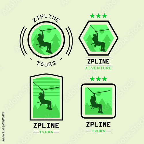 Extreme sports Zipline logo design vector illustration