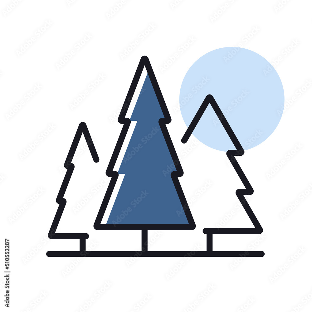Conifer forest vector isolated icon. Nature sign Conifer forest vector isolated icon. Nature sign
