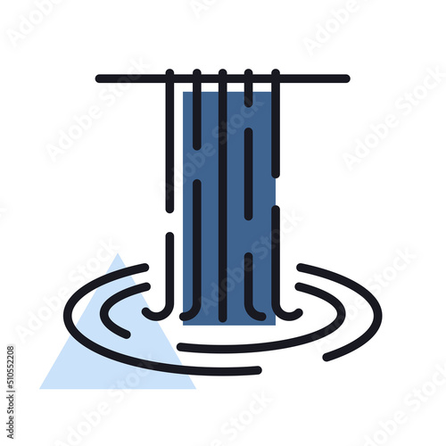 Waterfall of natural vacation vector isolated icon