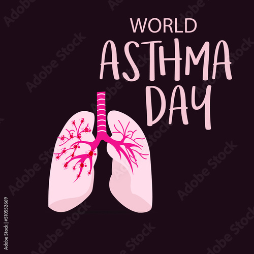 Vector illustration World Asthma Day. Holiday concept. Template for background, banner, card, poster with text inscription.