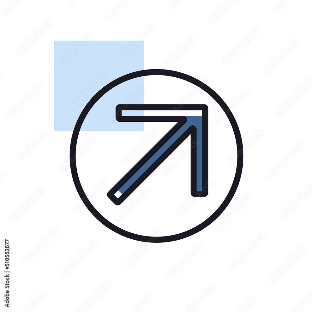 Arrow right top vector icon. Navigation sign Arrow right top vector icon. Navigation sign