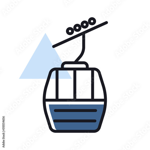 Ski lift gondola flat vector isolated icon