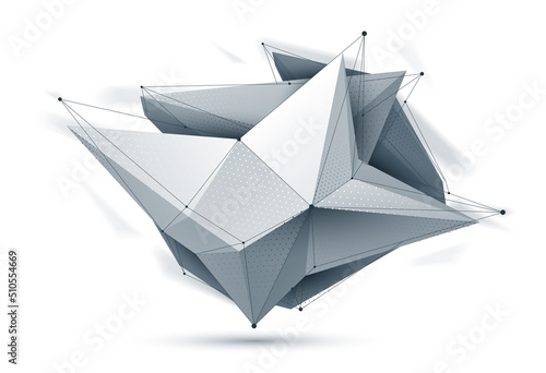 Wallpaper Mural Low poly abstract form isolated on white, vector future shape design polygonal art, dimensional geometric dynamic tech theme, with mesh lines. Torontodigital.ca