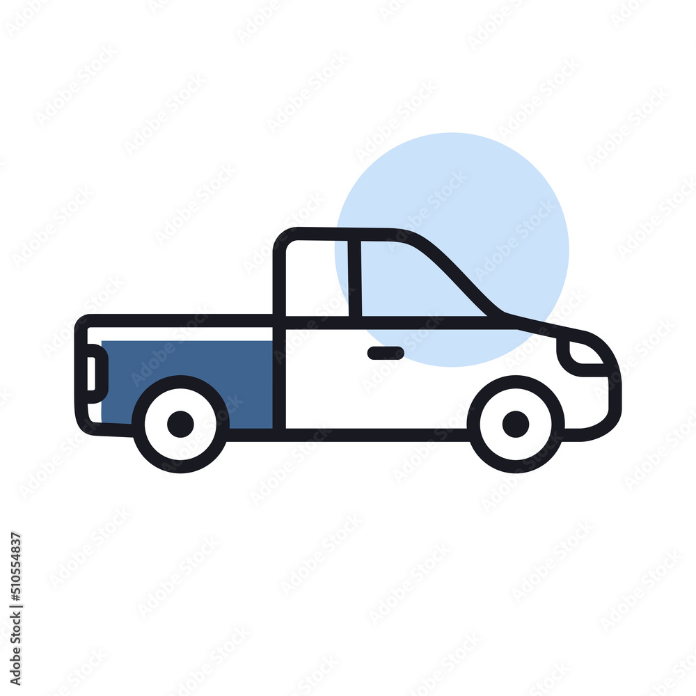 Pickup car flat vector isolated icon