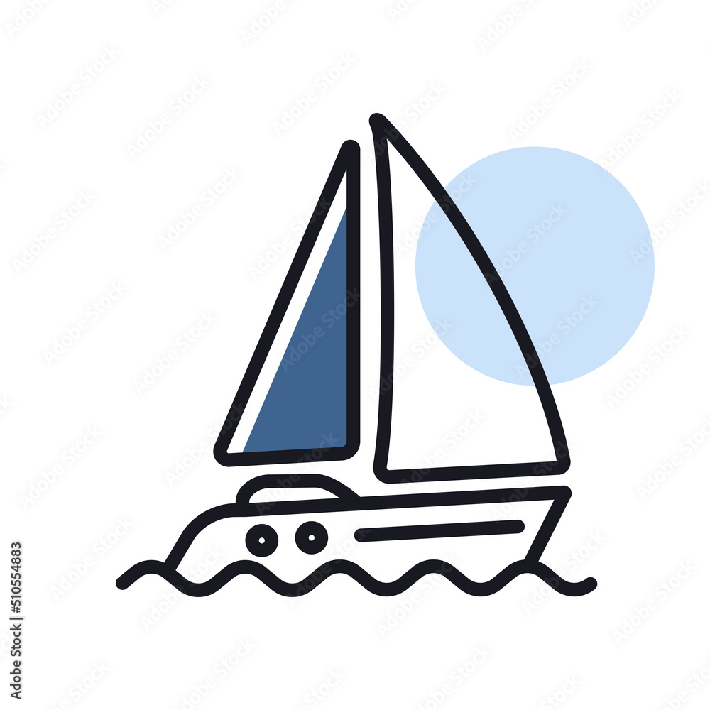 Sailing yacht flat vector icon Sailing yacht flat vector icon