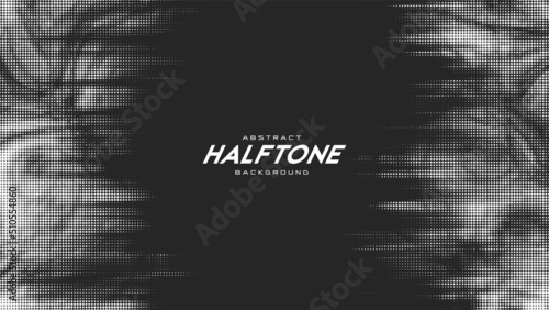 Abstract vector torn monochrome halftone background. Scrathed dotted texture element.