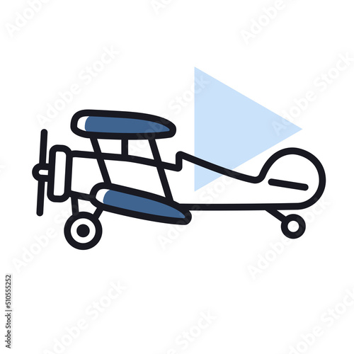 Light aircraft plane flat vector icon