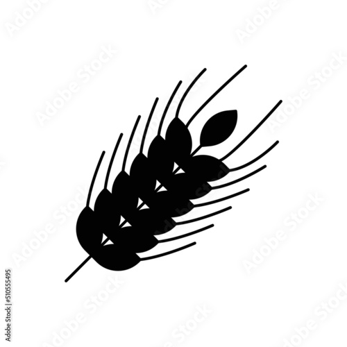 Rye icon in black flat glyph, filled style isolated on white background