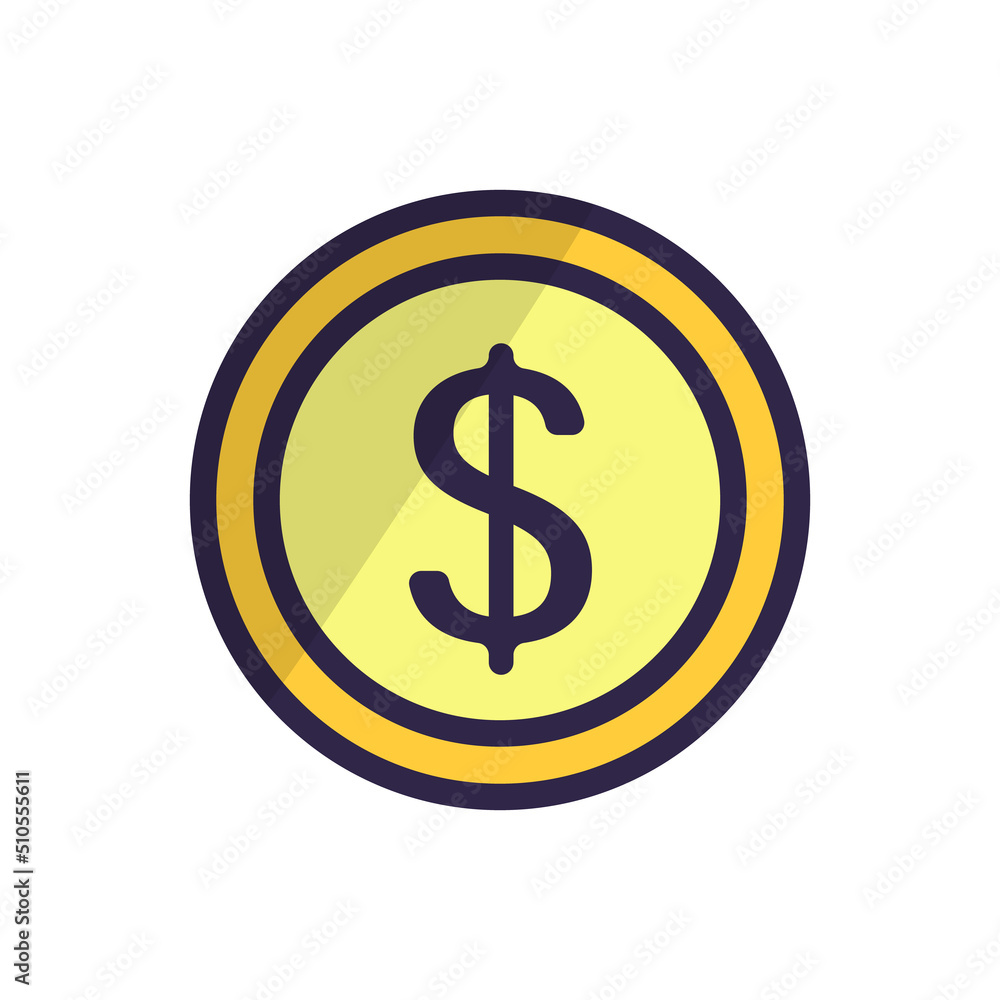 Modern dollar coin icon. Income and earning. Vector. Modern dollar coin icon. Income and earning. Vector.