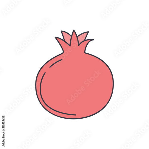 Pomegranate fruit icon in color, isolated on white background 