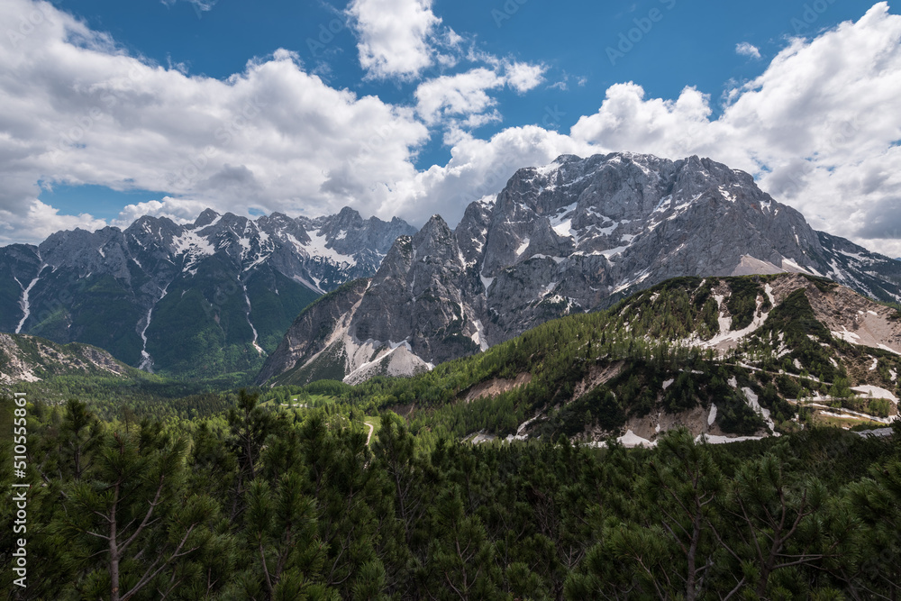 Fototapeta premium Prisojnik mountain above Vrsic mountain pass
