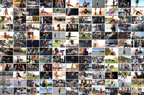 collage of photos about sport and healthy lifestyles.