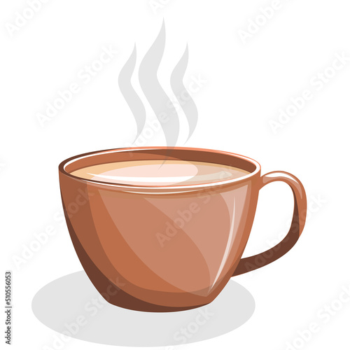 Vector image of a cup filled with hot drink. Isolated on white background. EPS 10