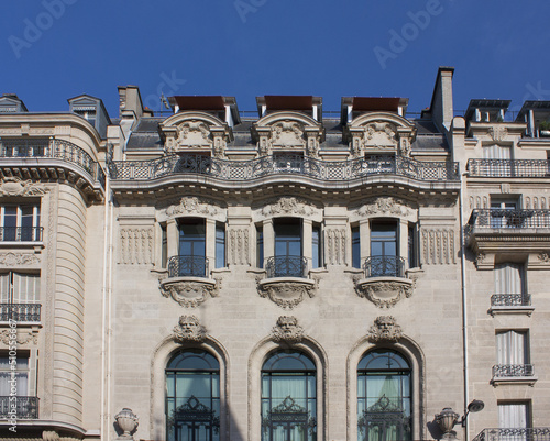 Facade of the Parisian house, France 