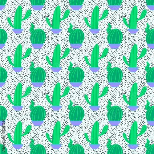 Summer seamless cactus pattern for fabrics and packaging and gifts and linens and kids and wrapping paper