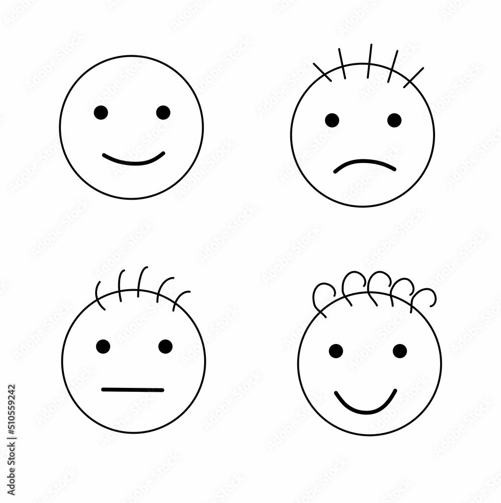 A set of face pictograms or face reaction icons showing various facial