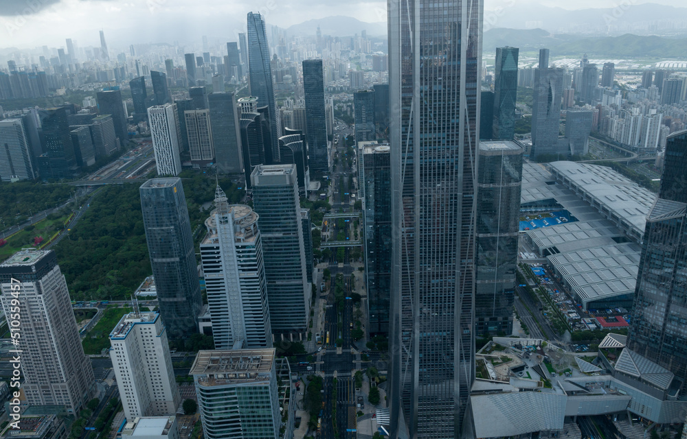 Aerial view of downtown landscape in Shenzhen city,China