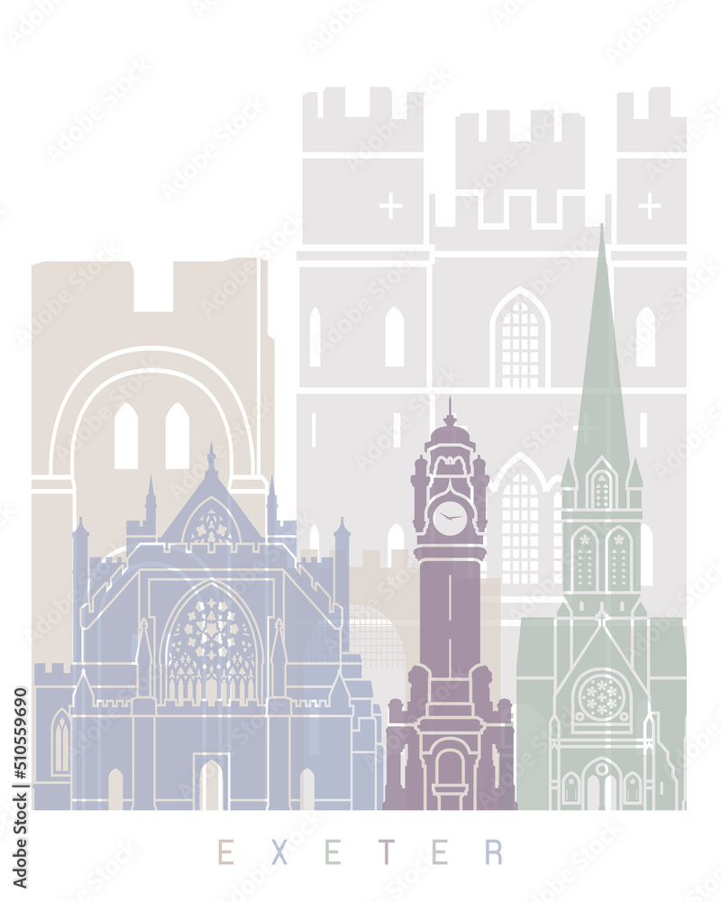 Exeter skyline poster pastel color
