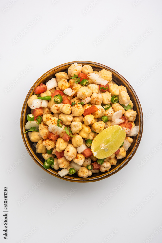 Indian Street Breakfast Chana Chaat Also Know as Chana Masala, Chola Chana Chaat Indian Street Breakfast Chana Chaat Also Know as Chana Masala, Chola Chana Chaat