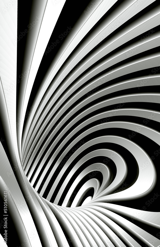 Fondo abstracto en espiral en blanco y negro. Túnel abstracto o agujero infinito en concepto de vértigo. Fondo abstracto en espiral en blanco y negro. Túnel abstracto o agujero infinito en concepto de vértigo.