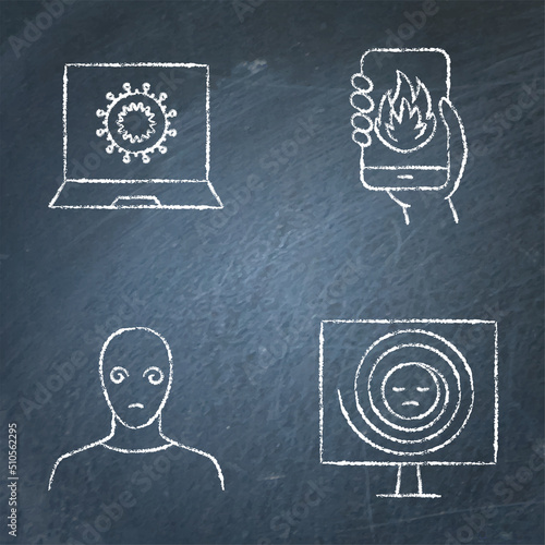 Bad news concept icon set on chalkboard