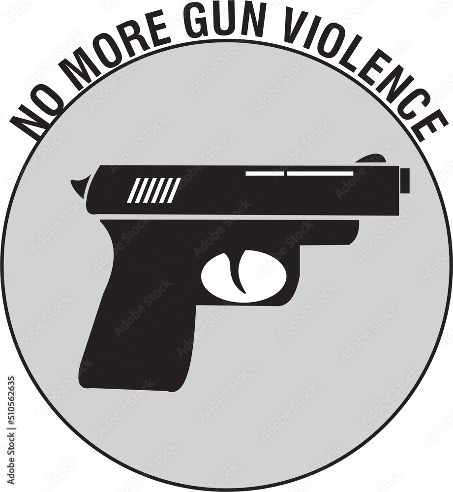 No more gun violence phrase on circular stamp banner with gun in the