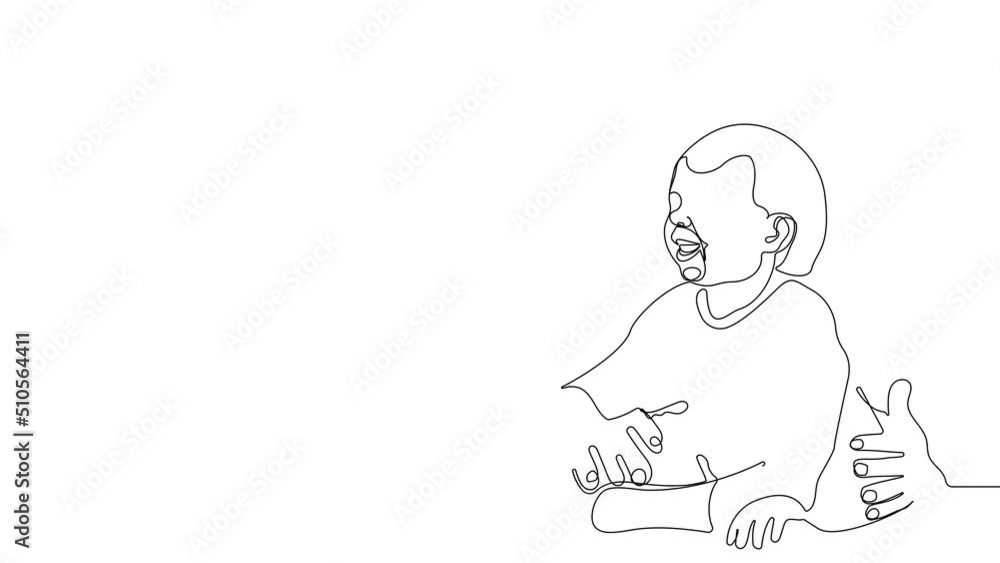 Pediatrician check up baby boy held. Animation of continuous line drawing of doctor at sick patient. High quality 4k footage Pediatrician check up baby boy held. Animation of continuous line drawing of doctor at sick patient. High quality 4k footage