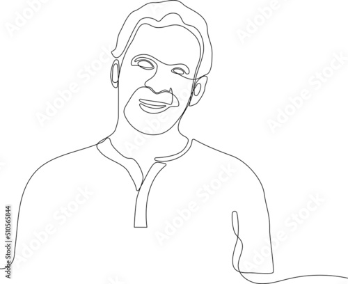Continuous one line drawing of portrait of a senior man. Minimal outline concept. Vector illustration