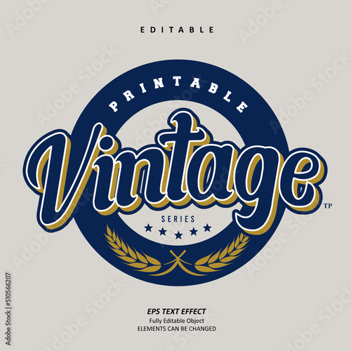 A vintage outdoor trip or sports logo emblem printable text effect editable premium vector