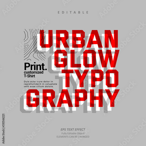 Urban glow bold typography T-shirt text effect editable premium vector Premium Vector