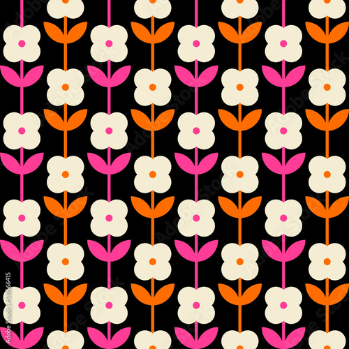 Simple geometric floral seamless pattern background.