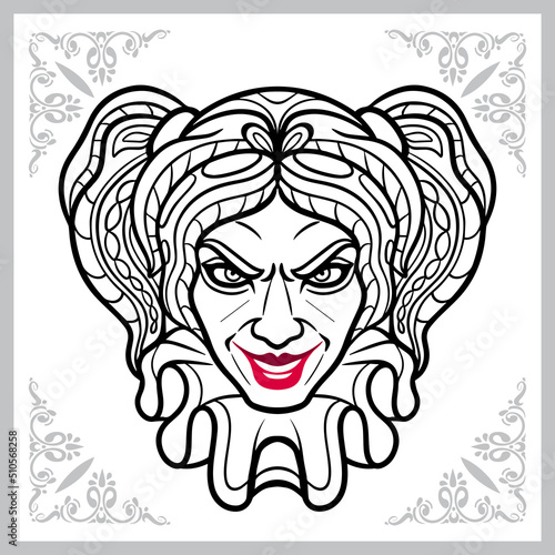 jester zentangle arts. isolated on white background