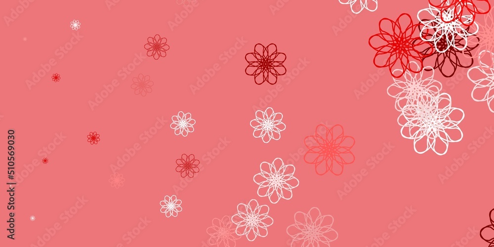 Light Red, Yellow vector doodle background with flowers. Light Red, Yellow vector doodle background with flowers.