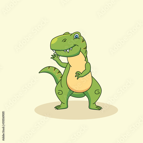 Tyrannosaurus cartoon waving hand. Animal vector illustration