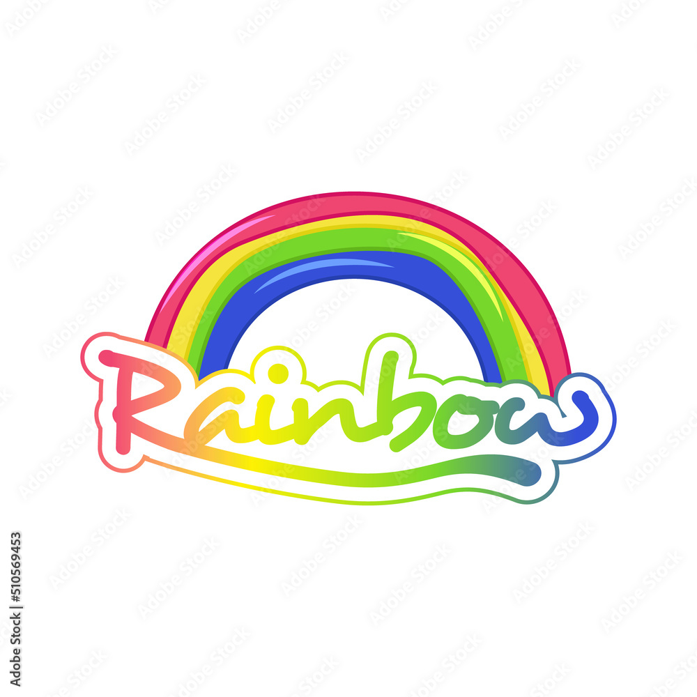 Rainbow sticker design vector isolated