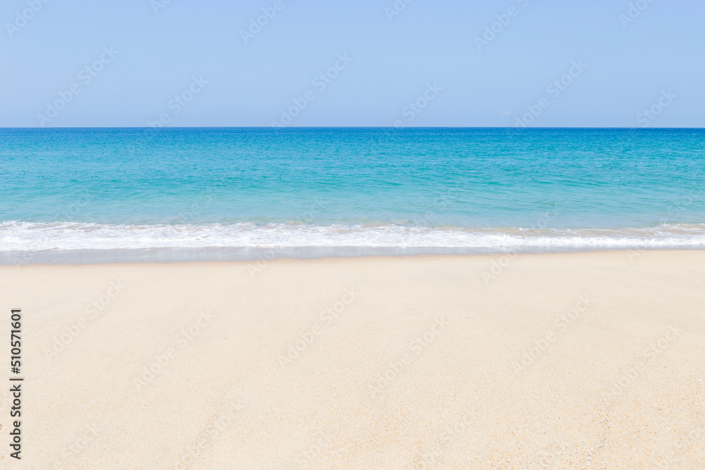 Clean sandy beach on tropical island in south of Thailand, summer holiday destination, nature background