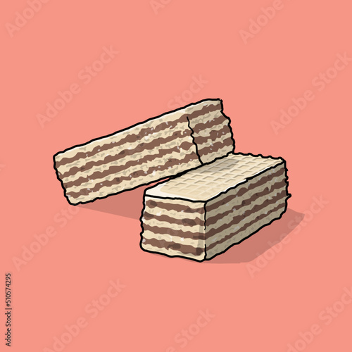 Neapolitaner Waffel Snack Vektor Illustration Süßigkeit Keks Gebäck