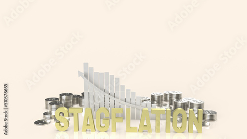 The stagflation  text on chart for business concept 3d rendering photo