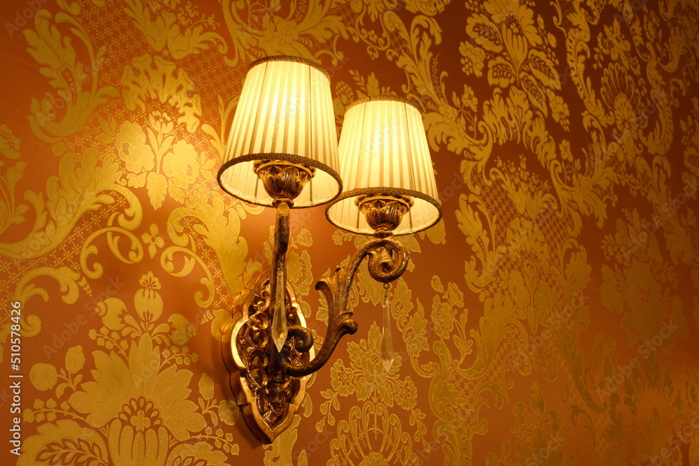 warm color lamp in classical house	
