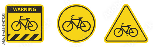 Bicycle Traffic Warning Sign isolated on white background.Vector illustration