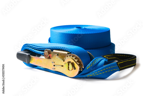 Εκτύπωση καμβά ratchet blue strap tie isolated on white