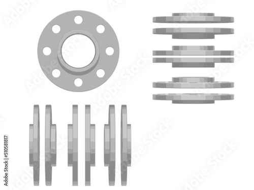 Isolate flange on white background (8 holes)