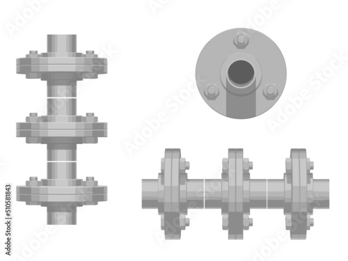 Isolate assembly flange on white background (3 holes)