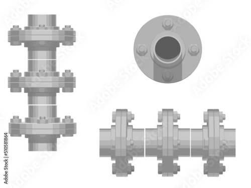 Isolate assembly flange on white background (4 holes)