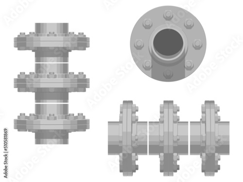 Isolate assembly flange on white background (8 holes)
