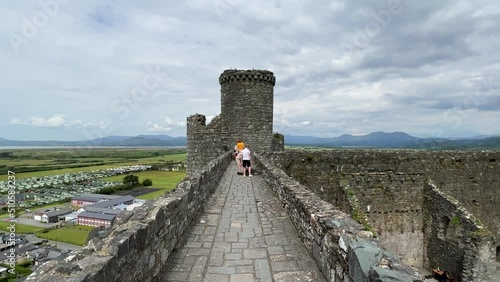 Harlech Castle North Wales. Walking towards the tower photo