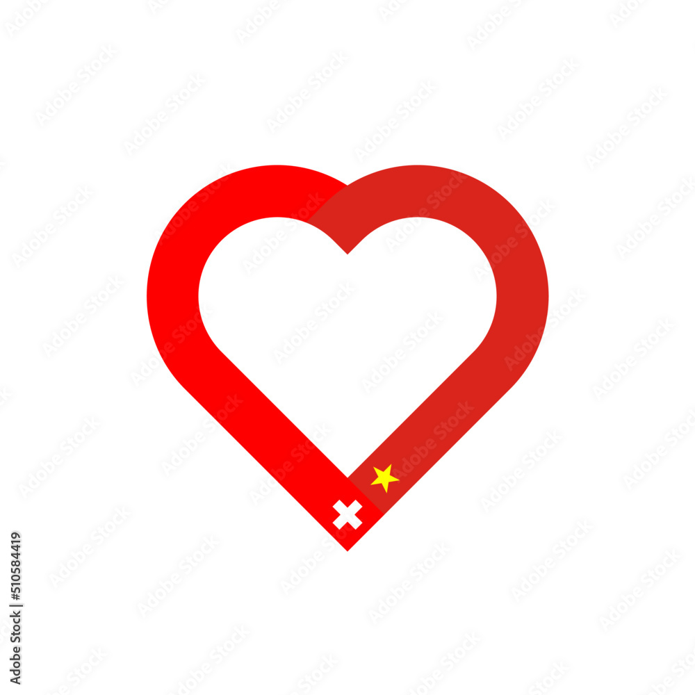 unity concept. heart ribbon icon of switzerland and vietnam flags. vector illustration isolated on white background unity concept. heart ribbon icon of switzerland and vietnam flags. vector illustration isolated on white background